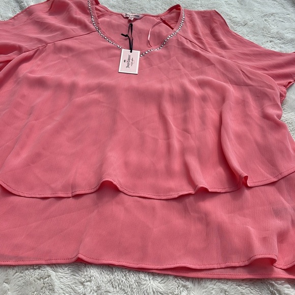 Juicy Couture Women's Rhinestone Studded V Neck Cut Out Arm Blouse Size XXL - Picture 5 of 10